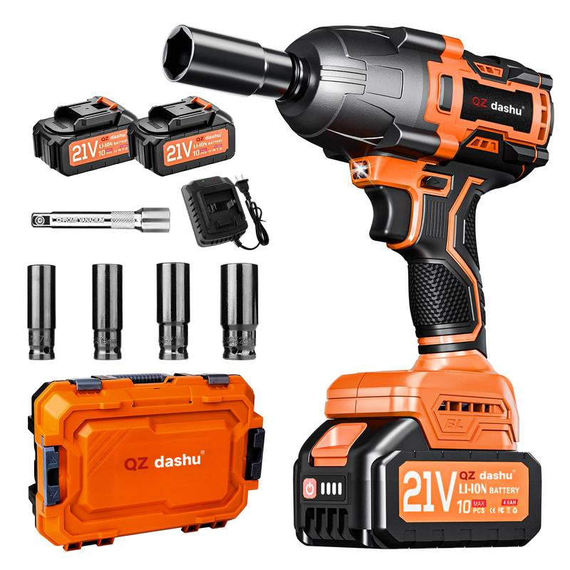 Cordless Impact Wrench, 1200N.M 1/2" Brushless Impact Gun, 21V High Torque Power Impact Driver, for Family Car/Pickup Truck/Mower M Torque Compact Cordless Impact Driver Half Inch Drive Complete Kit Brushless Impact Gun Air Wrench M Power Impact Gun