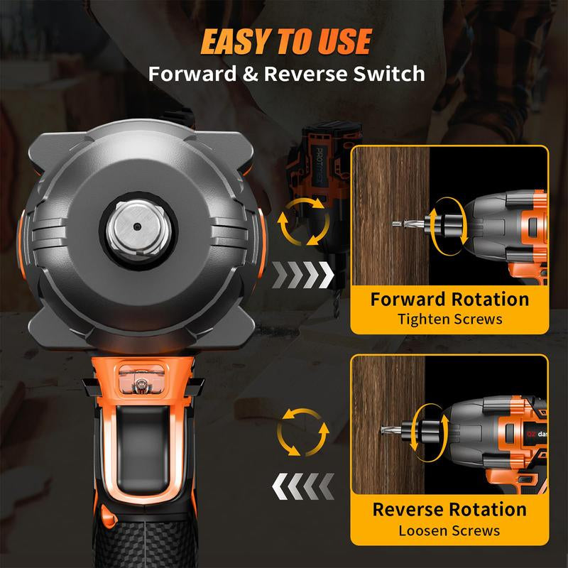 Cordless Impact Wrench, 1200N.M 1/2" Brushless Impact Gun, 21V High Torque Power Impact Driver, for Family Car/Pickup Truck/Mower M Torque Compact Cordless Impact Driver Half Inch Drive Complete Kit Brushless Impact Gun Air Wrench M Power Impact Gun